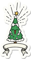 Aufkleber eines fröhlichen Weihnachtsbaums im Tattoo-Stil png