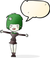 cartoon happy vampire girl with speech bubble png