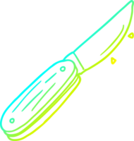 cold gradient line drawing of a cartoon folding knife png