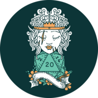 icon of elf barbarian character with natural twenty dice roll png