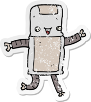 pegatina angustiada de un robot de dibujos animados png