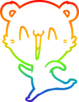 arco iris degradado línea dibujo de un contento oso corriendo dibujos animados png