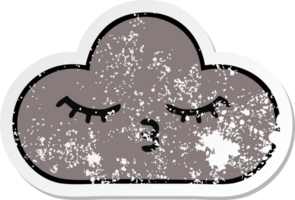 distressed sticker of a cute cartoon storm cloud png