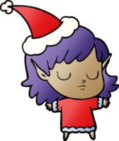 mano disegnato pendenza cartone animato di un' elfo ragazza indossare Santa cappello png