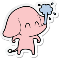 sticker van een schattige cartoonolifant die water spuit png