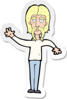 sticker of a cartoon waving man with mustache png