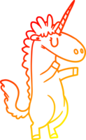 warm gradient line drawing of a cartoon unicorn png