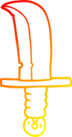 warm gradient line drawing of a cartoon dagger png