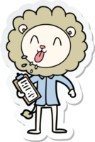 sticker of a happy cartoon lion png