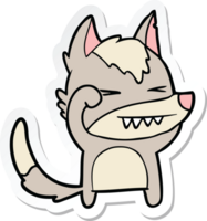 sticker of a tired wolf cartoon png