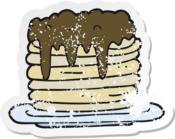 retro distressed sticker of a cartoon pancake stack png
