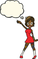 cartoon woman with tattoos with thought bubble png