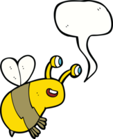 cartoon happy bee with speech bubble png