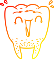 caloroso gradiente linha desenhando do uma desenho animado feliz dente png