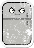 distressed sticker of a cute cartoon fridge  zer png