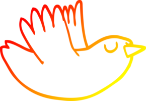 warm gradient line drawing of a cartoon flying bird png