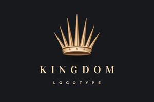 Logo with gold king crown and inscription Kingdom vector