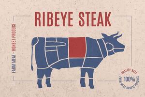 Label for meat with text Ribeye Steak vector