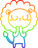 rainbow gradient line drawing of a cartoon lion png