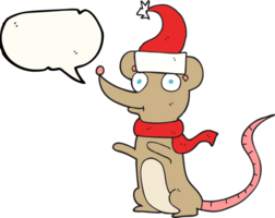 mão desenhado discurso bolha desenho animado rato vestindo Natal chapéu png