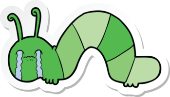sticker of a cartoon caterpillar obsessing over his regrets png
