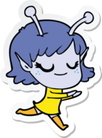 sticker of a smiling alien girl cartoon png