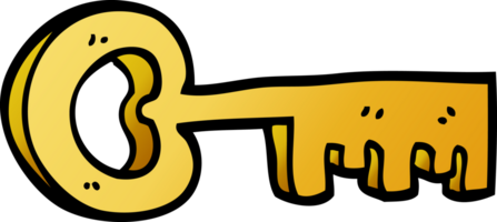 cartoon doodle gold key png