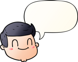 cartoon male face with speech bubble in smooth gradient style png