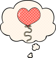 cartoon love heart balloon with thought bubble in comic book style png