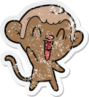 pegatina angustiada de un mono riendo de dibujos animados png