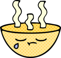 comic book style cartoon of a bowl of hot soup png