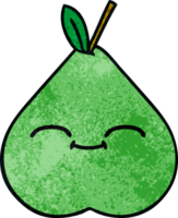 retro grunge textur tecknad serie av en grön päron png