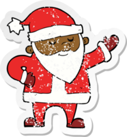 retro distressed sticker of a cartoon santa claus png