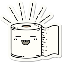 sticker of a tattoo style toilet paper character png