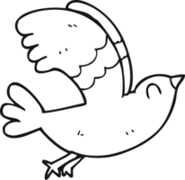 hand drawn black and white cartoon bird png