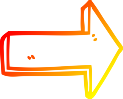värma lutning linje teckning av en tecknad serie riktande pil png