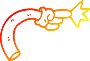 warm gradient line drawing of a cartoon arm gesture png