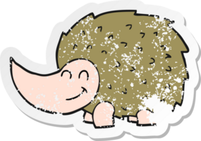 retro distressed sticker of a cartoon hedgehog png