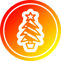Noël arbre circulaire icône avec chaud pente terminer png