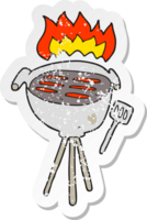 retro distressed sticker of a cartoon barbecue png