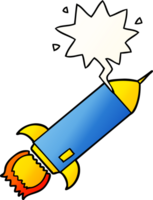 cartoon rocket with speech bubble in smooth gradient style png