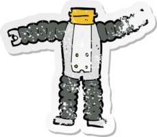 retro distressed sticker of a cartoon robot body png