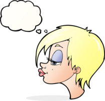 cartoon pretty woman with thought bubble png