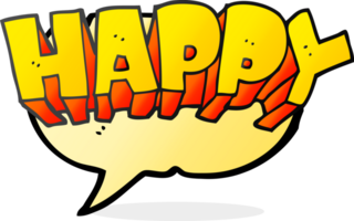 hand drawn speech bubble cartoon word happy png