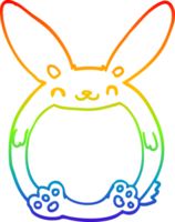 rainbow gradient line drawing of a cartoon rabbit png