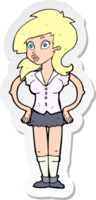 sticker of a cartoon pretty woman png