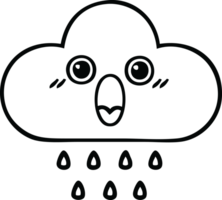 línea dibujo dibujos animados de un lluvia nube png