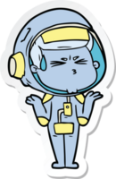 klistermärke av en tecknad stressad astronaut png