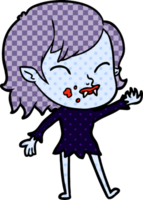 cartoon vampire girl with blood on cheek png