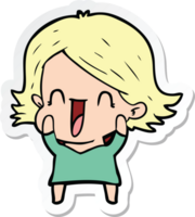 sticker of a cartoon happy woman png